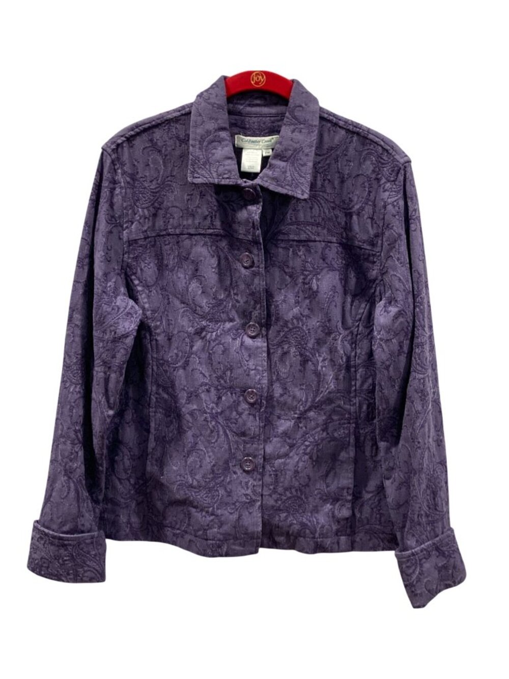 Coldwater Creek Tapestry Button Front Jacket PM Purple Bohemian Vibrant Layers